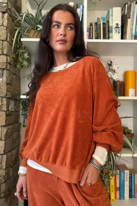 Terry B Lantern Sleeve Sweatshirt Russet